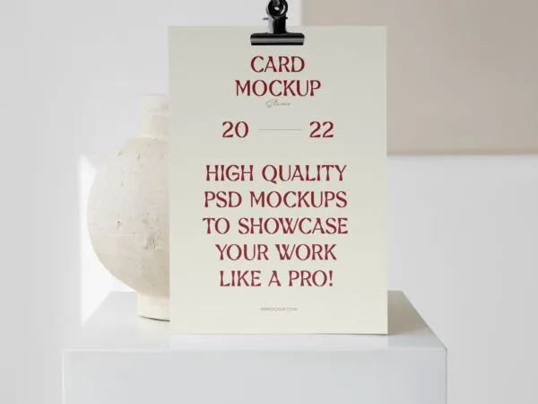 Front View of a Card Mockup with a Vase 1