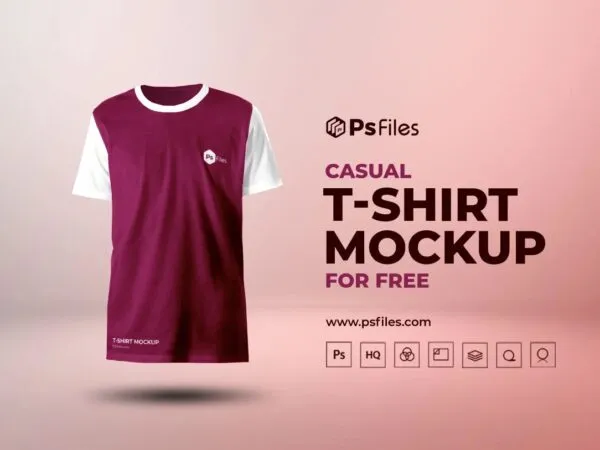 Front View of a Casual Round Neck T Shirt Mockup 1