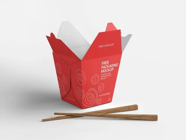 Front View of a Chinese Food Packaging Box Mockup 1