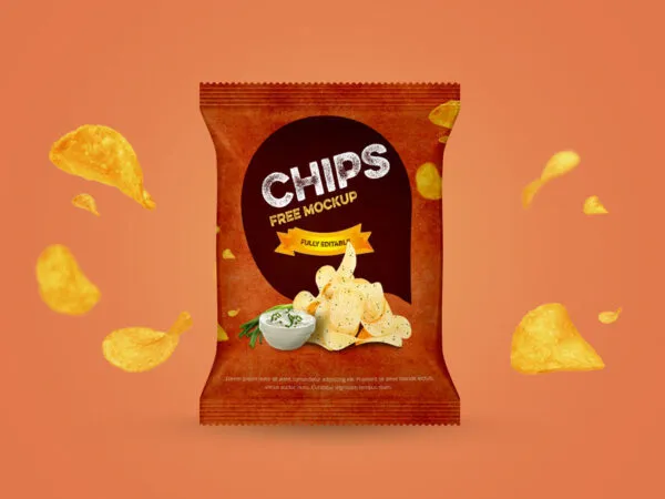 Front View of a Chips Packaging Mockup 1