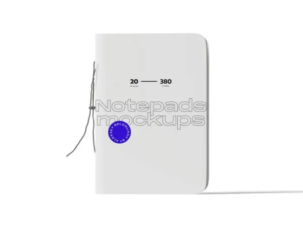 Front View of a Closed and Rope Tied Notepad Mockup 1