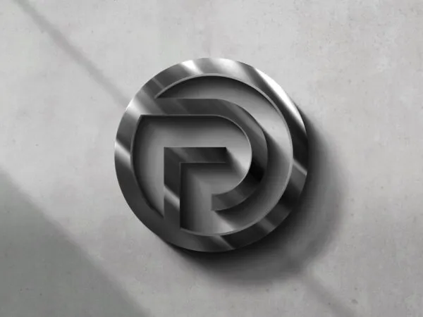 Front View of a Concrete Wall Metallic 3D Sign Mockup 1