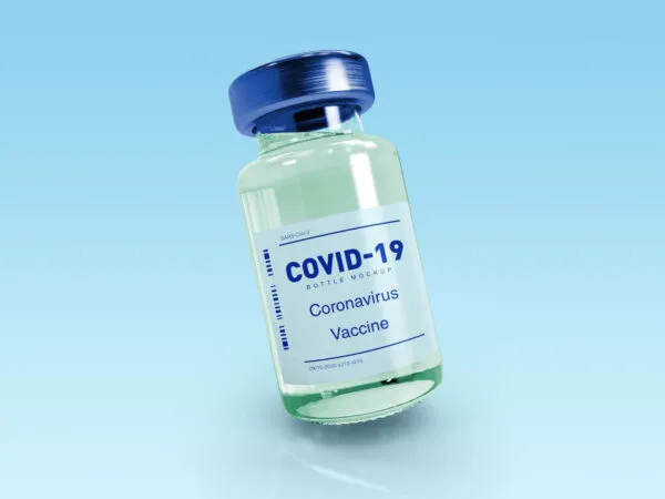 Front View of a Covid 19 Virus Vaccine Bottle Mockup 1