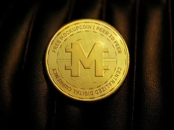 Front View of a Cryptocurrency Coin Mockup 1