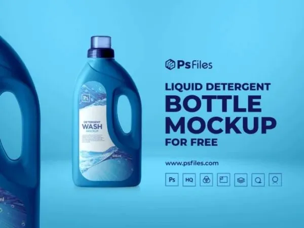 Front View of a Detergent Liquid Bottle Mockup 1