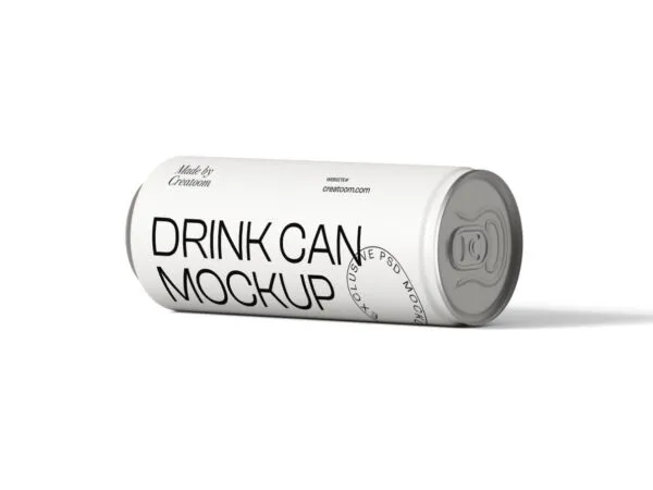 Front View of a Drink Can Laying on the Side Mockup 1