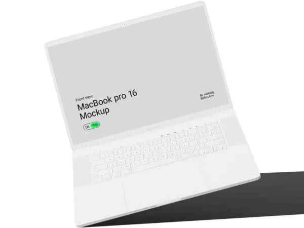 Front View of a Floating Clay MacBook Pro 16 Mockup 1
