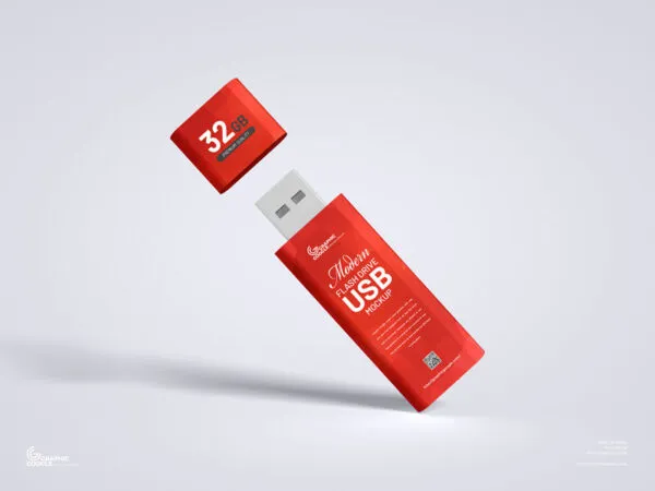 Front View of a Floating Flash DriveUSB Mockup 1