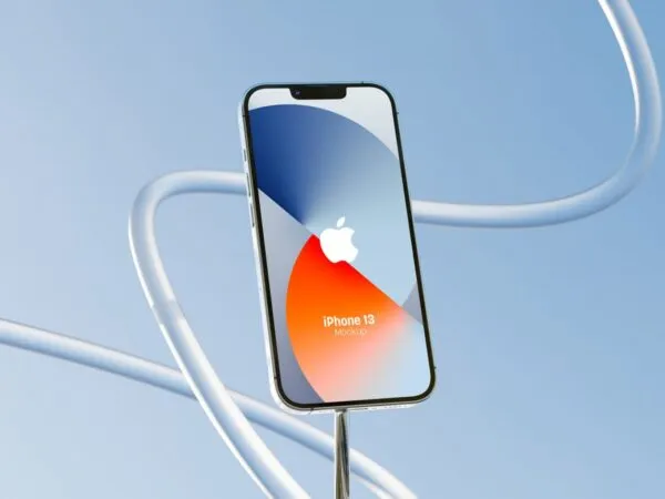 Front View of a Floating iPhone 13 Mockup 1