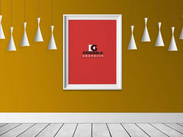 Front View of a Frame Hanging on the Wall Mockup 1