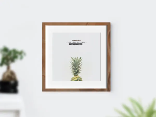 Front View of a Framed Square Poster Mockup 1