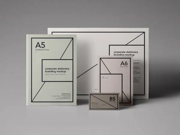 Front View of a Full Set of Stationery Branding Mockup 1