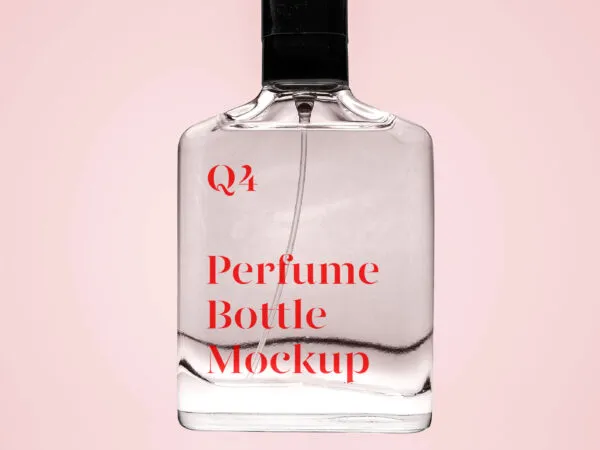 Front View of a Glass Perfume Mockup 1