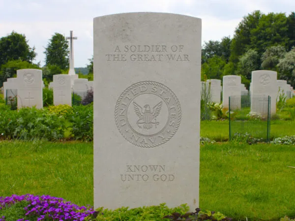 Front View of a Gravestone Lettering in a Cemetery Mockup 1