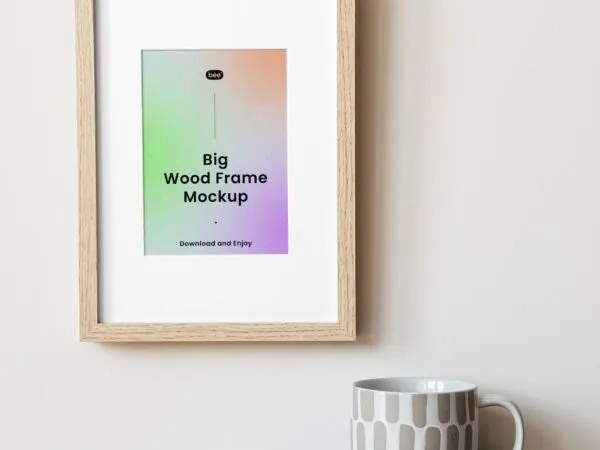 Front View of a Hanged Wooden Frame Mockup 1