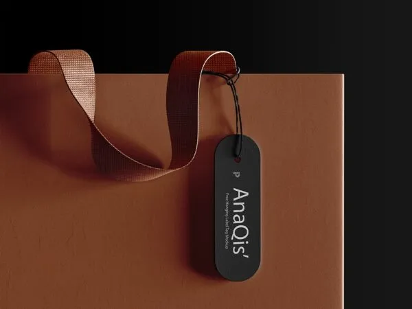Front View of a Hanging Label Tag Mockup 1