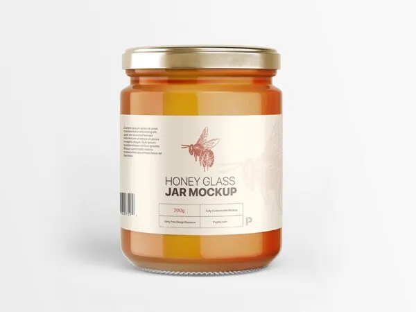 Front View of a Honey Glass Jar Mockup 1