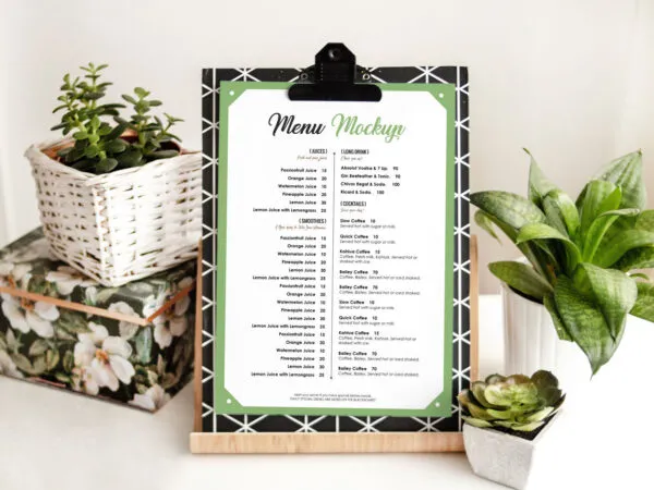 Front View of a HotelRestaurant Menu Mockup 1