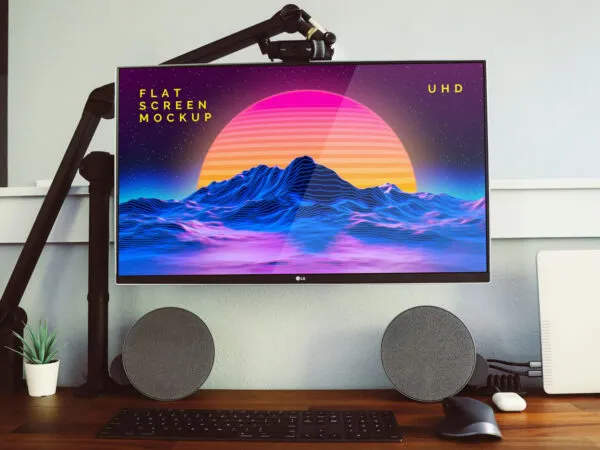 Front View of a LG Flat Screen Monitor Mockup 1
