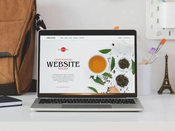 Front View of a Laptop Mockup in Realistic Setting 1