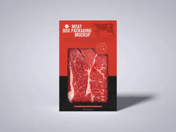 Front View of a Meat Cutout Box Packaging Mockup 1