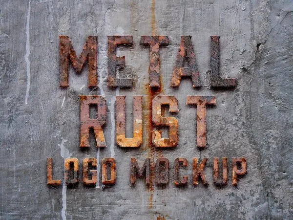 Front View of a Metal Rust Logo Mockup Text Effect 1