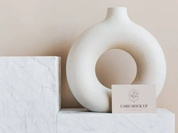 Front View of a Minimal Business Card with Modern Decorations Mockup 1