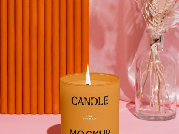 Front View of a Minimalistic Candle Mockup 1
