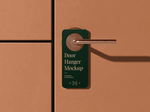 Front View of a Modern Door Hanger Mockup 1