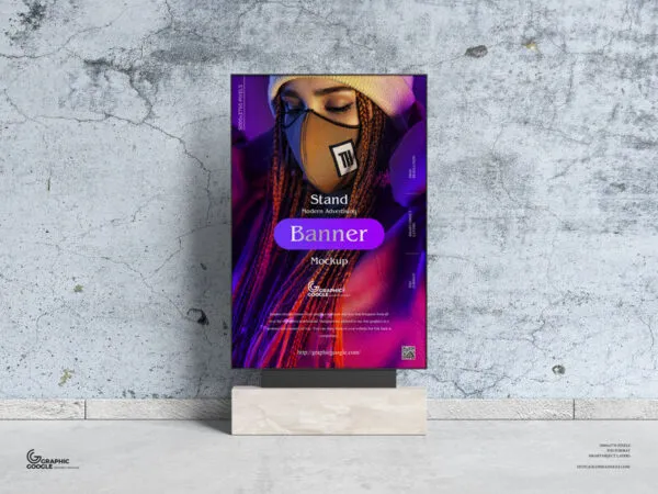 Front View of a Modern Stand Banner Mockup 1