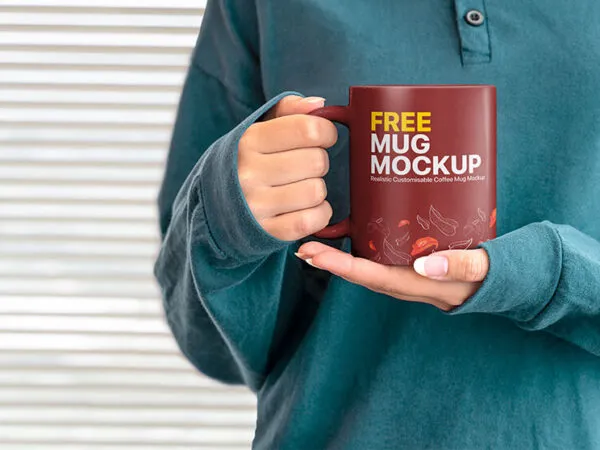 Front View of a Mug in Feminine Hands Mockup 1