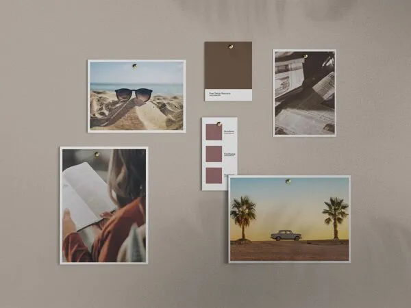Front View of a Multiple Object Moodboard Mockup 1