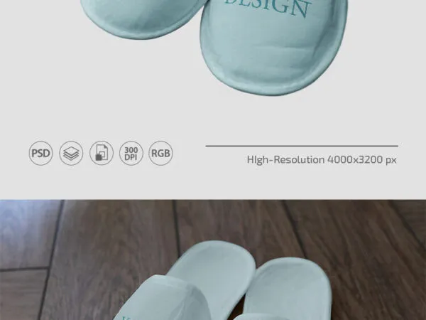 Front View of a Pair of Soft Slippers Mockup 1
