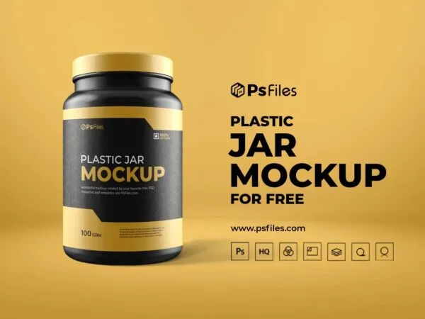Front View of a Plastic Supplement Jar Mockup 1