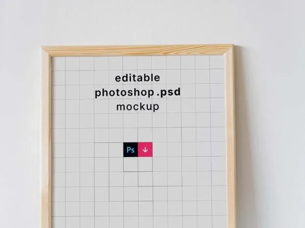 Front View of a Poster Mockup with Wooden Frame 1