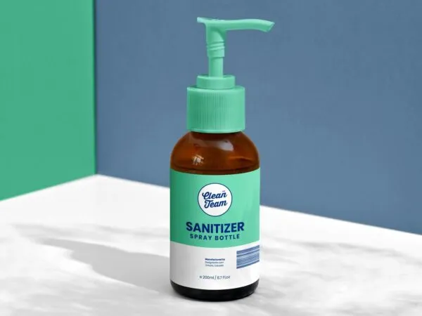 Front View of a Pump Spray Amber Bottle Mockup 1