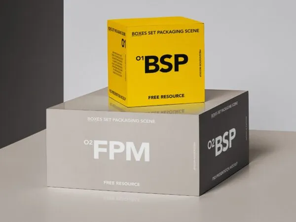 Front View of a Realistic Boxes Mockup 1
