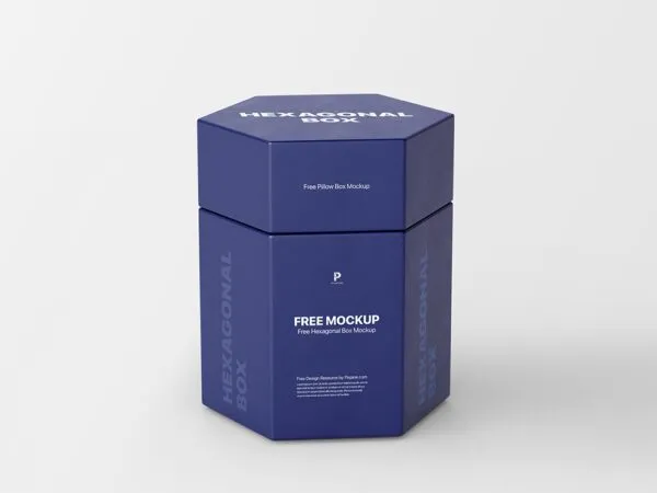 Front View of a Realistic Hexagonal Box Mockup 1