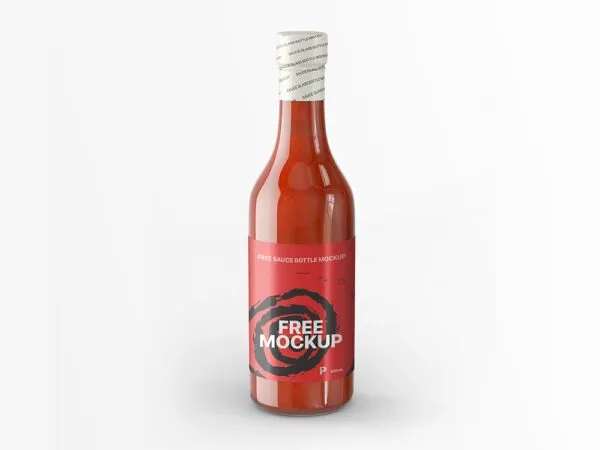 Front View of a Realistic Sauce Bottle Mockup 1
