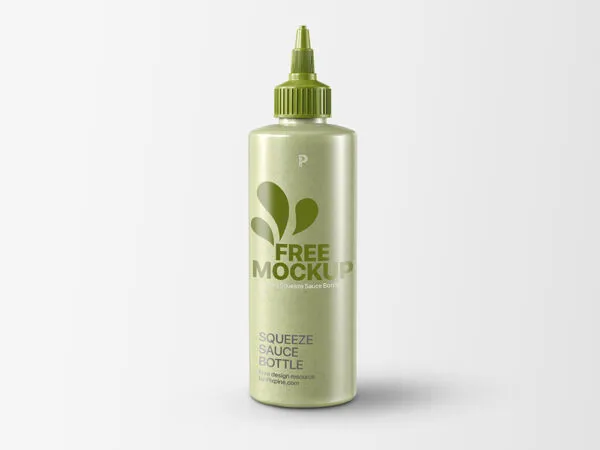 Front View of a Realistic Squeeze Sauce Bottle Mockup 1