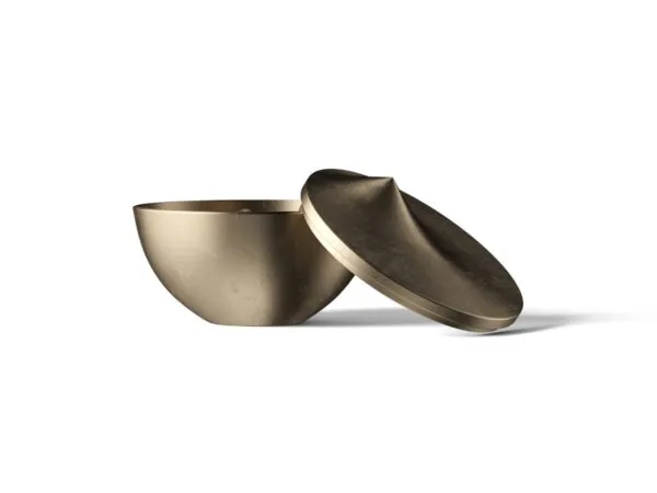 Front View of a Round Metallic Bowl Mockup 1