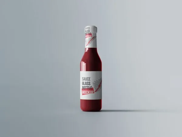 Front View of a Sauce Glass Bottle Mockup 1