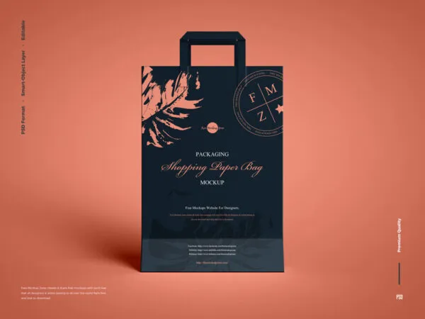 Front View of a Shopping Paper Bag Mockup 1