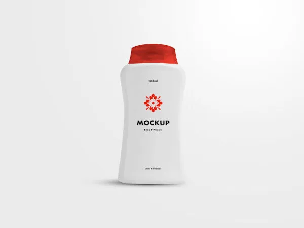 Front View of a Single Body Wash Bottle Mockup 1