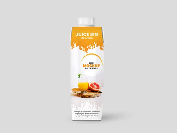 Front View of a Single Juice Box Packaging Mockup 1