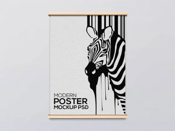 Front View of a Single Poster Mockup with Modern Frame 1