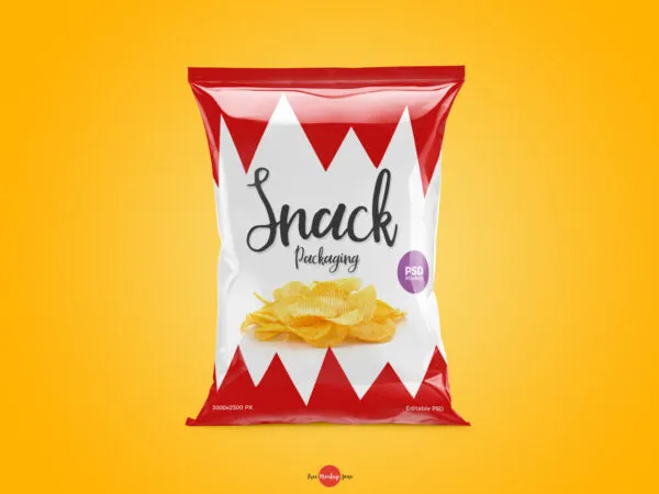 Front View of a Snack Packaging Mockup 1