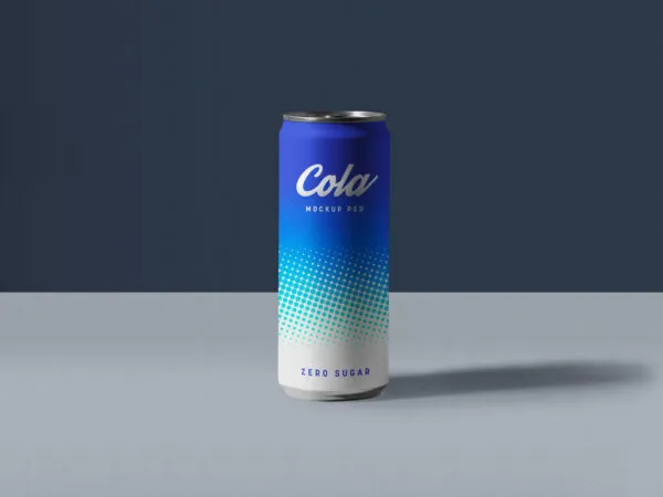 Front View of a Soft Drink Slim Soda Tin Can Mockup 1