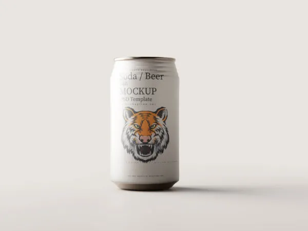 Front View of a Standard Soda Can Mockup 1