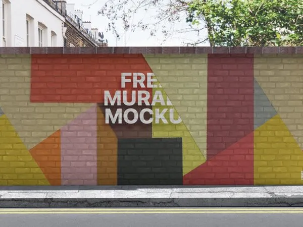 Front View of a Street Mural Wall Mockup 1